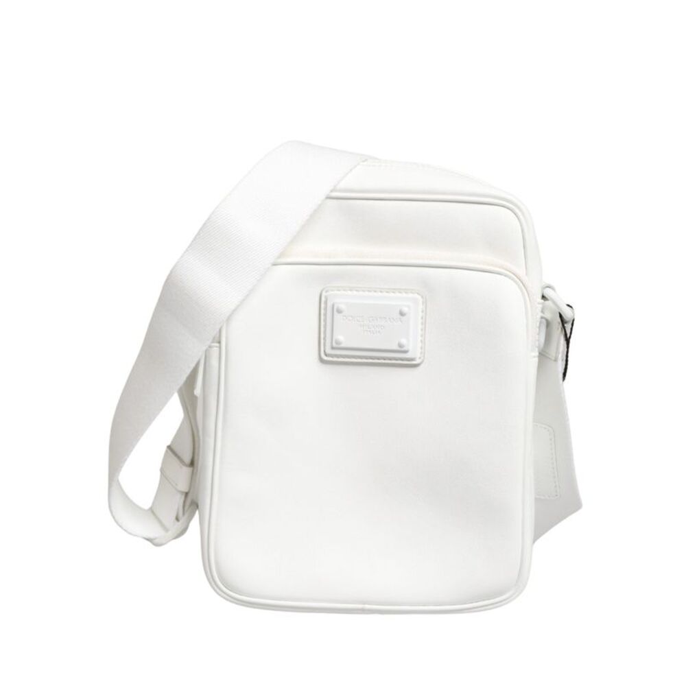 Dolce & Gabbana White Logo Plaque Crossbody Shoulder Borse Men Men's Bag